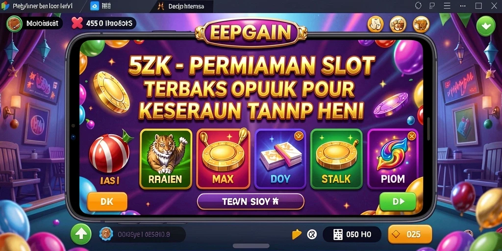 Screenshot gameplay Slot 5ZK yang menunjukkan desain menarik.