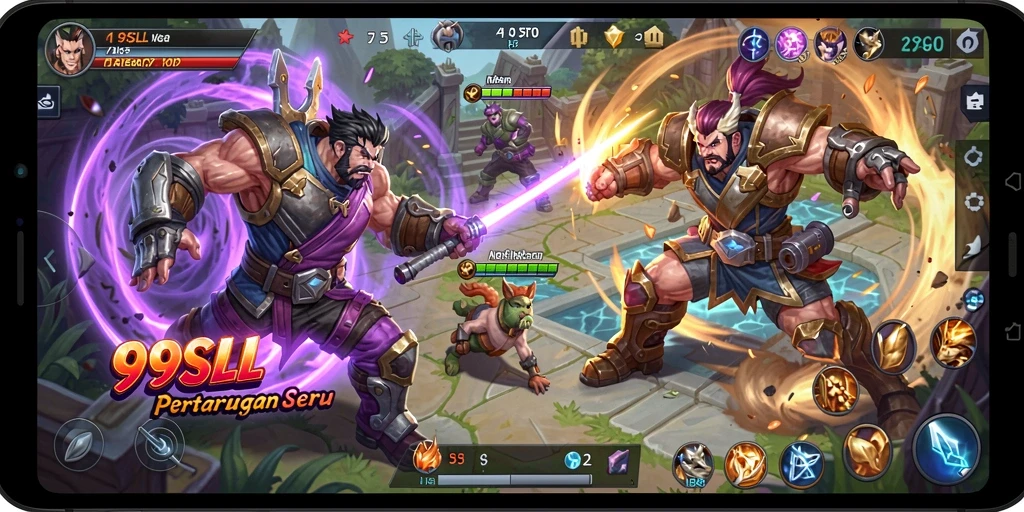 Screenshot gameplay MOBA yang menegangkan dan penuh strategi.