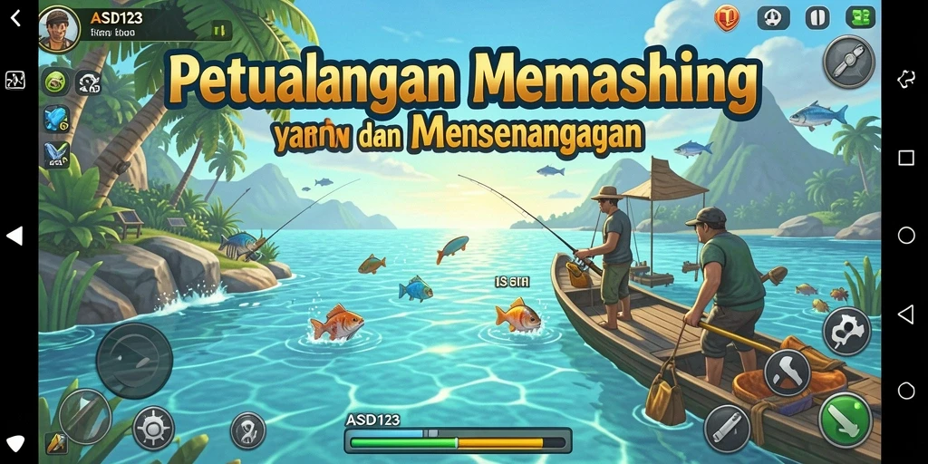 Screenshot menunjukkan aksi seru memancing dengan grafis yang memukau.