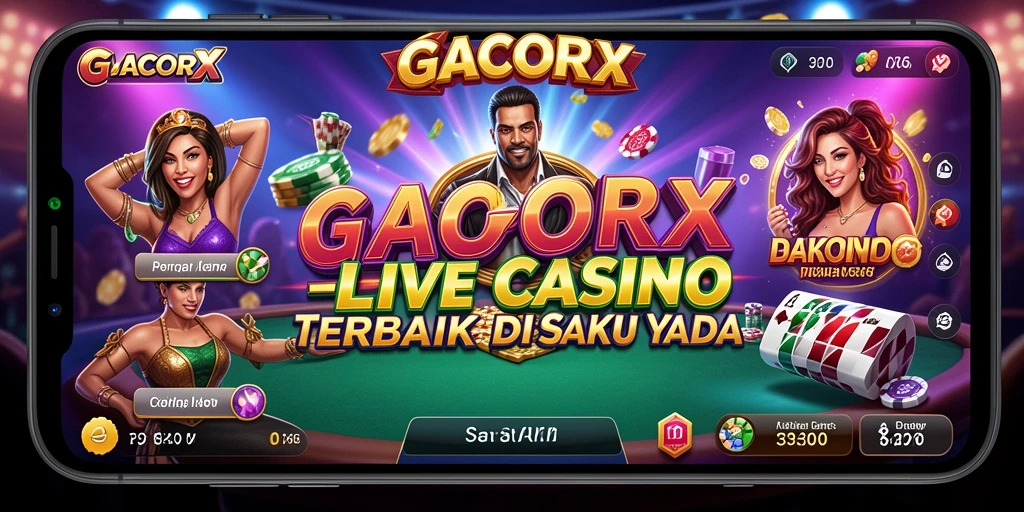 Screenshot GACORX menampilkan dealer yang sedang memberikan permainan Live Casino.