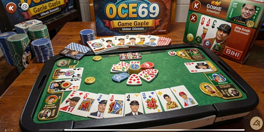 Gameplay seru OCE69 dengan tampilan kartu Gaple yang menarik.