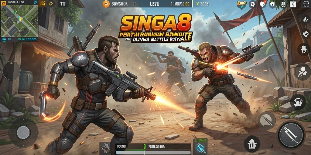 Gameplay aksi seru di SINGA8 saat bertarung melawan pemain lain.