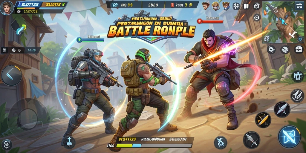 Tampilan gameplay SLOT123 yang mendebarkan di medan perang.