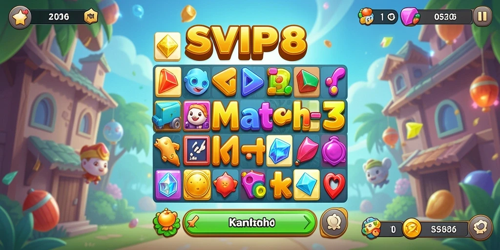Gameplay warna-warni penuh aksi dalam SVIP8 Match-3.